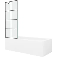 Wanny - Mexen Vega wanna prostokątna 180 x 80 cm z obudową i parawanem 1-skrzydłowym 70 cm, czarny wzór - miniaturka - grafika 1