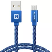Złącza, przejściówki, adaptery - SWISSTEN Niebieski Kabel USB - micro USB 1,2m 3A - miniaturka - grafika 1