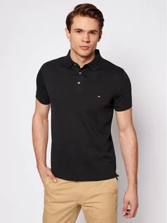 Koszulki męskie - Tommy Hilfiger Polo 1985 MW0MW17771 Czarny Slim Fit - grafika 1