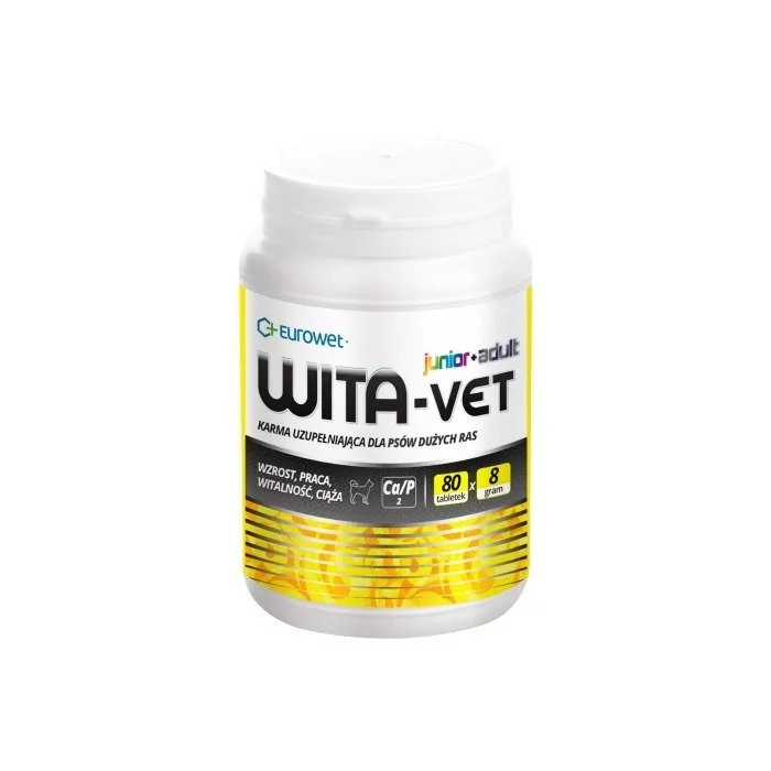 Eurowet Wita-Vet - preparat mineralno-witaminowy dla suk i szczeniąt ras dużych 8g 80tabl