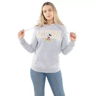 Bluzy damskie - Disney Damska bluza z kapturem Mickey California, szary (Grey Heather), 36 - grafika 1