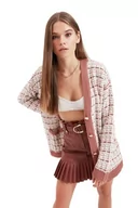Swetry damskie - Trendyol Damski damski sweter oversize standardowy dekolt w serek dzianinowy kardigan, pyłoszczelna róża, S/M, Pudrowy róż, S-M - miniaturka - grafika 1
