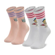 Skarpetki damskie - Adidas Zestaw 2 par wysokich skarpet unisex Fun Graphic 2pp H32423 Biały Różowy - miniaturka - grafika 1