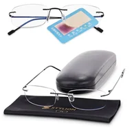 Okulary korekcyjne, oprawki, szkła - Plusy +2.50 bezramkowe okulary do czytania i komputera z filtrami Antyreflex + Blue Light STL275 czarne - miniaturka - grafika 1
