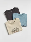 Koszulki dla chłopców - Reserved - Bawełniany t-shirt 3 pack - beżowy - miniaturka - grafika 1