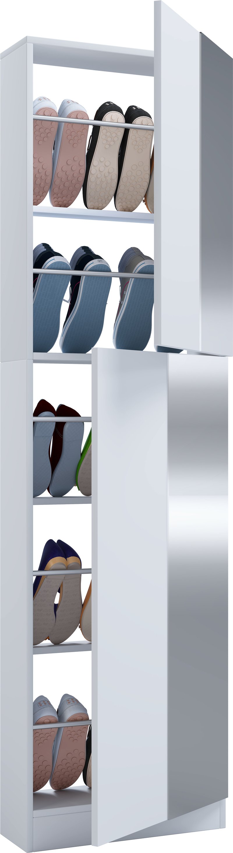 FulisaXLST szafka na buty 2 lustrzane drzwi biały.