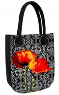 Torby i wózki na zakupy - Torebka filcowa City Antracyt, nadruk Poppies – shopperka damska, ekologiczny filc, zamek, mieści A4, udźwig do 10 kg, polska produkcja, ARCO Design - miniaturka - grafika 1