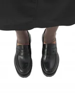 Mokasyny damskie - VAGABOND CZARNE SKÓRZANE MOKASYNY ELEGANCKIE WSUWANE 37 I1D - miniaturka - grafika 1