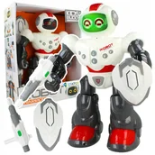 Roboty dla dzieci - ROBOT INTERAKTYWNY ZABAWKA CHODZĄCY CHODZI MÓWI ŚWIATŁO STRZELA Z TARCZĄ - miniaturka - grafika 1