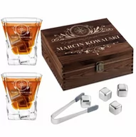 Pozostałe akcesoria barmańskie - Kamienie kostki do whisky ze szklankami zestaw z grawerem dla - miniaturka - grafika 1