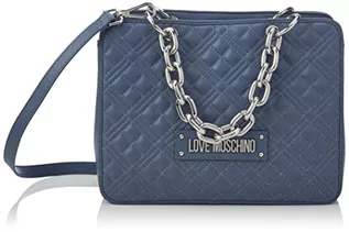 Torebki damskie - Love Moschino Damska torba na ramię Borsa gruba pikowana z łańcuszkiem niebieska denim, 24 x 31 x 13 - grafika 1