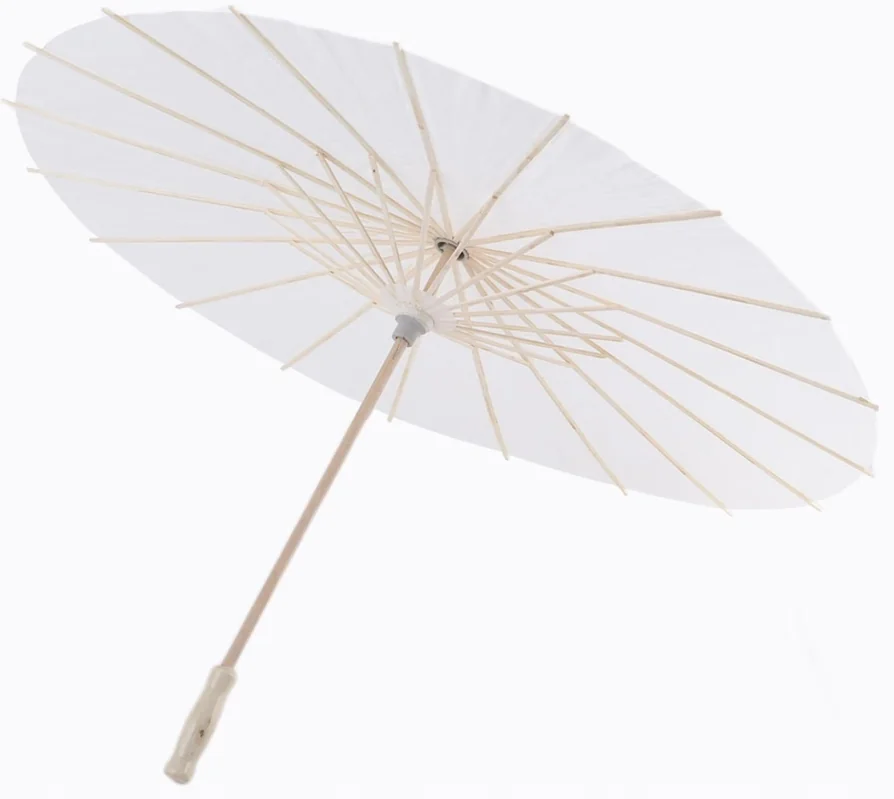 Biały parasol ślubny papierowy 60 cm do dekoracji i sesji zdjęciowych