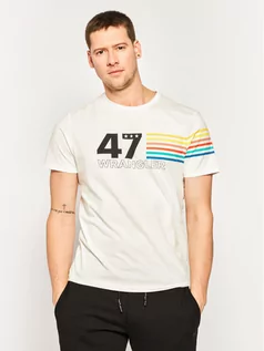 Koszulki męskie - Wrangler T-Shirt Rainbow W7F1FK737 Biały Regular Fit - grafika 1