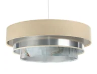 Lampy sufitowe - Beżowo-srebrna duża welurowa lampa wisząca - 4X S453 Z0-K29 - miniaturka - grafika 1