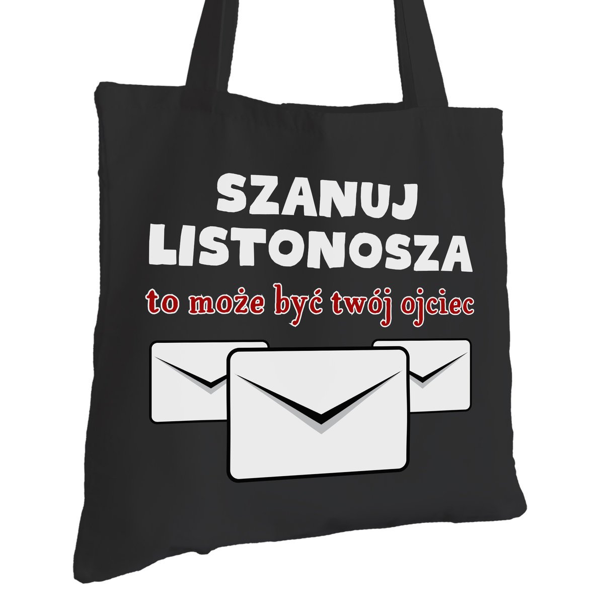 Torba Bawełniana dla Listonosza Czarna Na Prezent ekologiczna Trwały Nadruk