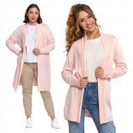 Swetry damskie - Elegancki Kardigan Damski Długi Sweter Narzutka Gładki Klasyczny MORAJ S/M - miniaturka - grafika 1