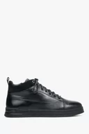 Sneakersy męskie - Wysokie trampki męskie ze skóry naturalnej, czarne Estro ER00112049 - miniaturka - grafika 1