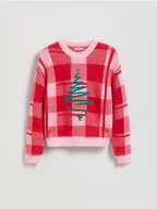 Swetry dla dziewczynek - Reserved - Świąteczny sweter z wiskozą - wielobarwny - miniaturka - grafika 1