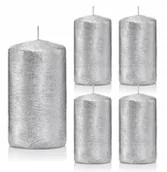 Świece - Świece ozdobne srebrne walec kokon 10/6 zestaw 5 - miniaturka - grafika 1