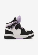 Botki damskie - Czarno-Fioletowe Skórzane Botki Sneakersy z Ociepleniem Noninor - miniaturka - grafika 1
