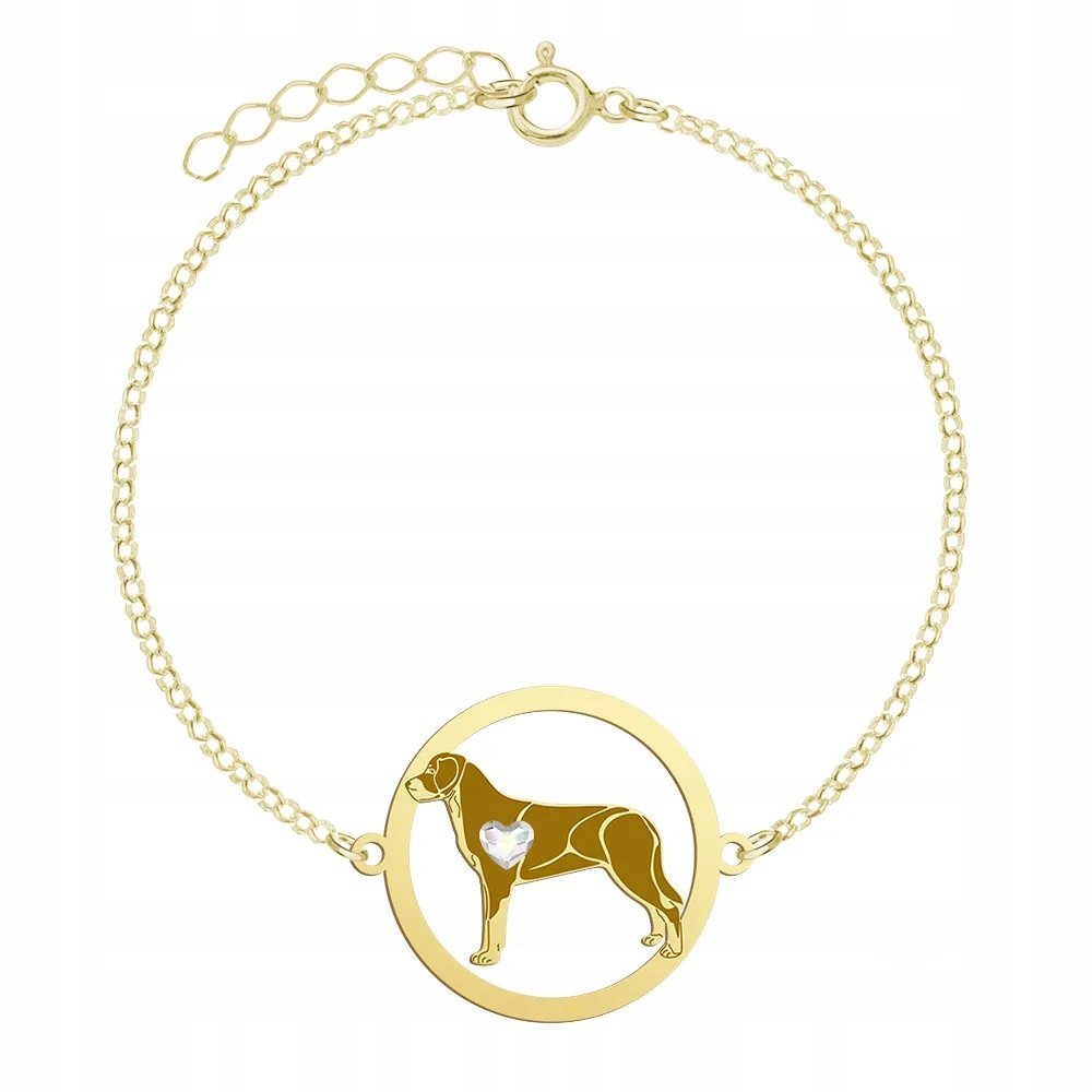 Bransoletka Złota z psem Greater Swiss Mountain Dog 925 Łańcuszek GRAWER