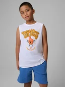 Koszulki dla chłopców - 4F Koszulka bez rękawów loose z nadrukiem chłopięca - biała 164 (13-14 lat) - miniaturka - grafika 1