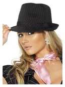 Dodatki do strojów karnawałowych - Kapelusz Gangsterski Czarny W Paski - miniaturka - grafika 1