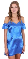 Bielizna nocna - John Zack Niebieska, satynowa koszulka nocna M-L - miniaturka - grafika 1