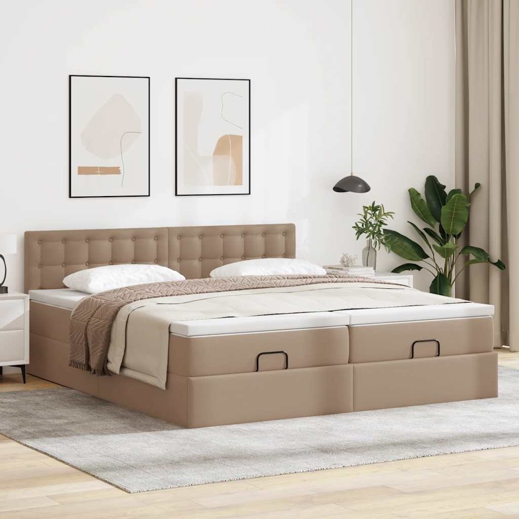 vidaXL Łóżko otomana z materacem Cappuccino 200x200cm imitacja skóry