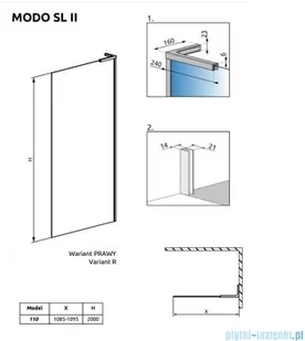 Radaway Modo SL Black II kabina Walk-in 110x200 prawa czarny mat/szkło przejrzyste 10319114-54-01R - Kabiny prysznicowe Radaway Modo SL Black II kabina Walk-in 110x200 prawa czarny mat/szkło przejrzyste 10319114-54-01R - Kabiny prysznicowe - miniaturka - grafika 2