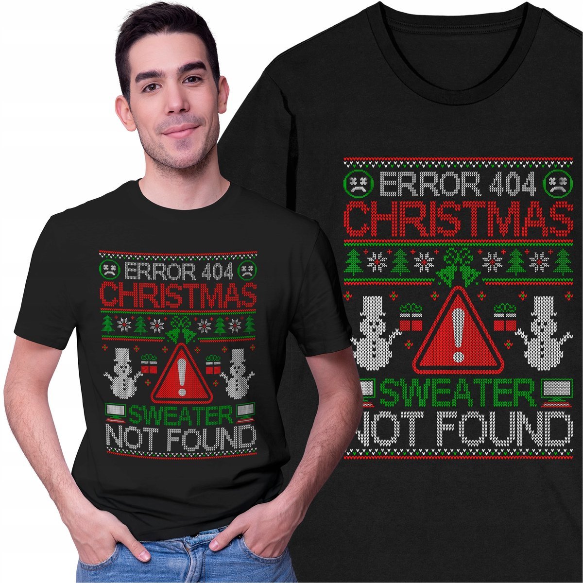 Koszulka Świąteczna T-shirt na Święta dla Informatyka Programisty Error 404
