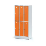 Szafki BHP - Alfa 3 Szafka ubraniowa 6-drzwiowa na cokole, drzwi pomarańczowe, zamek obrotowy 1261719 - miniaturka - grafika 1