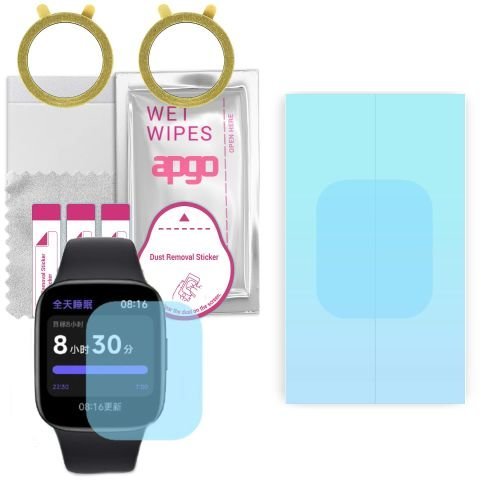 2x folia ochronna hydrożelowa do Xiaomi Redmi Watch 3 - apgo HD HQ FLEX Smartwatch Hydrogel Protection Ochrona na ekran smartwatcha