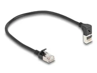 Kable miedziane - DeLOCK Kabel sieciowy RJ45 Cat.6A S/FTP Slim w górę pod kątem 90°/prosty 0,25 m czarny 80285 - miniaturka - grafika 1