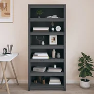 Regały - Regał na książki, szary, 80x35x183 cm, lite drewno sosnowe - miniaturka - grafika 1