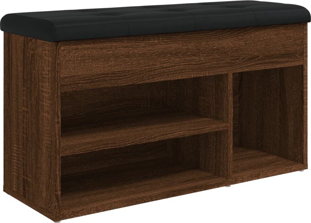 vidaXL Ławka na buty w kolorze brązowego dębu 82x32x45,5 cm Materiał drewnopochodny