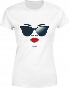 Koszulka damska Stylowe okulary i czerwone usta T-shirt damski - Koszulki i topy damskie - miniaturka - grafika 1