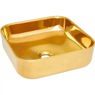 Invena Malaga umywalka 39 cm nablatowa kwadratowa złoty połysk CE-39-009 - Umywalki - miniaturka - grafika 1
