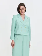 Marynarki i żakiety damskie - Krótki dwurzędowy żakiet w kolorze miętowym - miniaturka - grafika 1