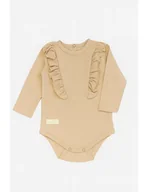 Body dla niemowląt - Baby in World Body długim rękawem bawełniane z falbanką cappucino, Rozmiar: 80/86 - miniaturka - grafika 1