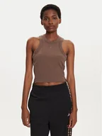 Koszulki i topy damskie - adidas Top Lounge IY6733 Brązowy Slim Fit - miniaturka - grafika 1