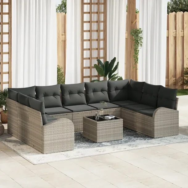 Zestaw Sofa Narożna na Zewnątrz z Polirattanu, Jasnoszara, 45x80 cm
