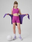 Spodnie i spodenki dla dziewczynek - 4F Legginsy krótkie sportowe bezszwowe dziewczęce - różowe 164 (13-14 lat) - miniaturka - grafika 1