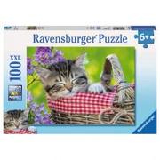Puzzle - Ravensburger Puzzle 100 Śpiące kociaki natychmiastowa wysyłka ! - miniaturka - grafika 1