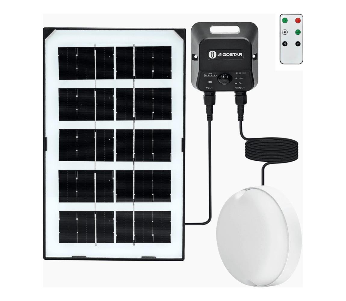 Aigostar - Solarna lampa sufitowa LED z czujnikiem, 3,7V 3000 mAh, IP65 + pilot