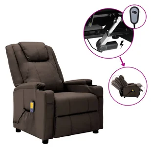 vidaXL Lumarko Elektryczny fotel masujący, rozkładany, brązowy, ekoskóra 3073797 - Fotele - miniaturka - grafika 1