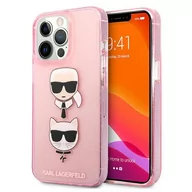 Etui i futerały do telefonów - Karl Lagerfeld KLHCP13XKCTUGLP iPhone 13 Pro Max 6,7" różowy/pink hardcase Glitter Karl s & Choupette KF000814 - miniaturka - grafika 1