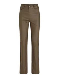 Spodnie damskie - Vila Damskie spodnie Vicommit Coated Hw Straight Pant-noos ze sztucznej skóry, Crocodile, XL - grafika 1