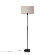 Lampy stojące - QAZQA Lampa podłogowa czarna regulowana z kloszem jasnoszarym 50 cm - Parte - miniaturka - grafika 1
