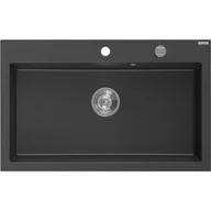 Zlewozmywaki - Mexen Elix zlewozmywak granitowy 1-komorowy 800 x 500 mm, czarny nakrapiany, syfon chrom - 6527801005-76 - miniaturka - grafika 1